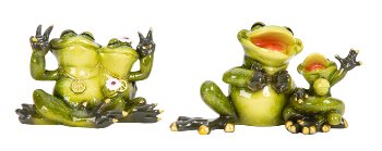 Frog sitting "Laughter" & "Peace"