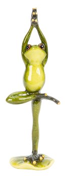 Frosch stehend auf Blatt in Yoga