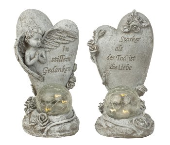 Tomb heart with angel & flower and words