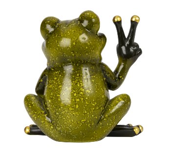 Frog with victory sign h=13cm