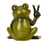 Frog with victory sign h=13cm