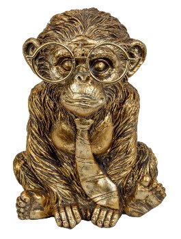 Funny monkey in gold with big glasses