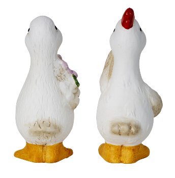 Gans mit Blumen & Huhn mit Gießkanne