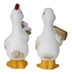 Gans mit Schild "Welcome" & Huhn mit