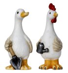 Gans mit Schippe & Huhn mit Gießkanne
