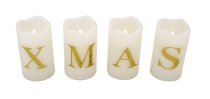 LED-Kerzen weiß mit "XMAS" h=12cm d=7cm,