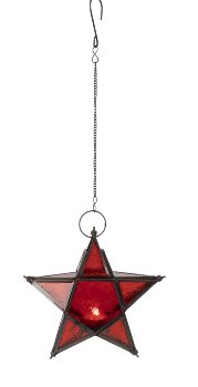 Metal star 20x20cm with red glasses and