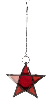 Metal star 20x20cm with red glasses and