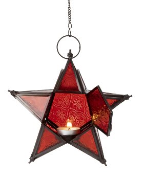 Metal star 20x20cm with red glasses and