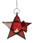 Metal star 20x20cm with red glasses and