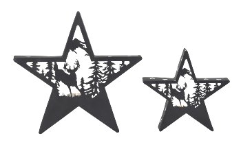 Metal star black with elk & tree and