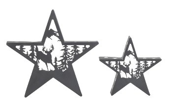 Set: Metal star black with elk & tree