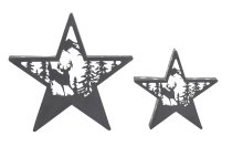 Metal star black with elk & tree and