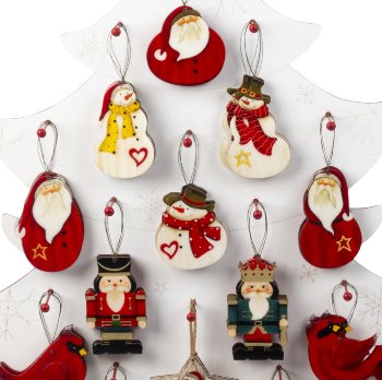 Wooden xmas figures f. hanging h=10-12cm