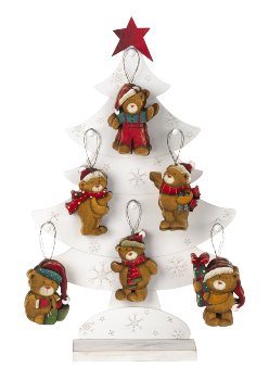 Wooden xmas bears f. hanging h=12cm