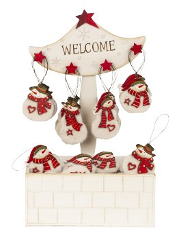 Wooden xmas snowman f. hanging h=6,5cm