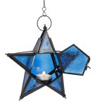 Metal star 20x20cm with blue
