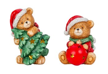 Xmas bear with tree and ball & LED-light