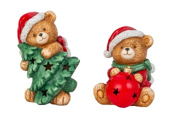 Xmas bear with tree and ball & LED-light