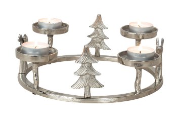 Metall-Adventskranz silber mit