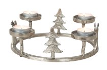 Metall-Adventskranz silber mit