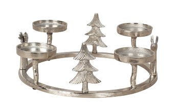 Metall-Adventskranz silber mit