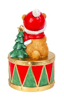 Weihnachtsbär sitzend auf einer Trommel