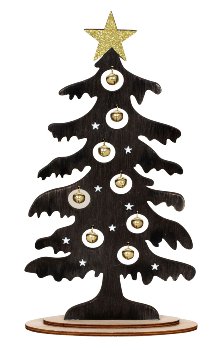 Wooden Xmas tree black with gold bells