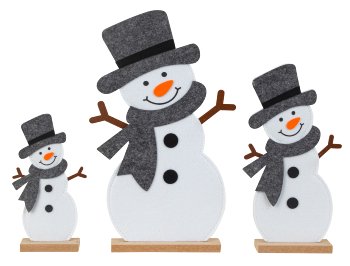 Felt snowman with wooden base