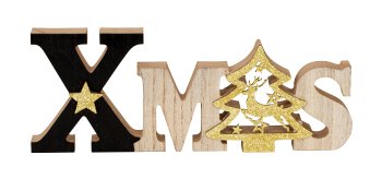 "XMAS" words in black and gold h=10,8cm