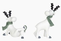 Cute Elks in white with scarf grey/green