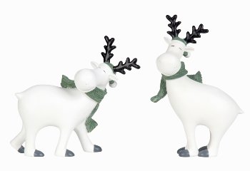 Cute Elks in white with scarf grey/green