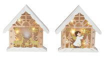 Wooden Winter house with angel and