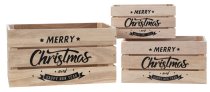 Holzkisten "Merry Christmas" 3er-Set h=