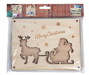 Wooden Money gift money card "Merry