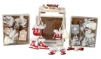 Wooden Xmas deco confetti in PVC-Box