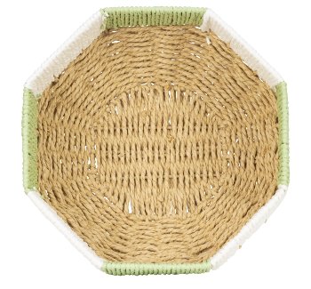 Willow basket brown with white-green
