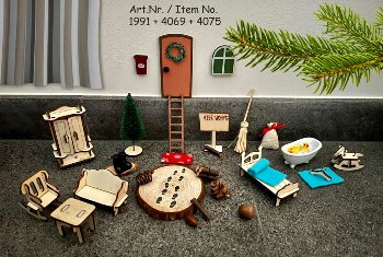 Gnome Door accessory set made of wood