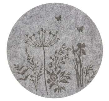 Felt table mat grey "flower meadow"