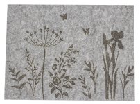 Felt table mat grey "flower meadow"