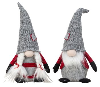 Felt Gnome couple red/grey standing