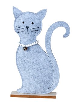 Felt cat grey with pearl necklace on