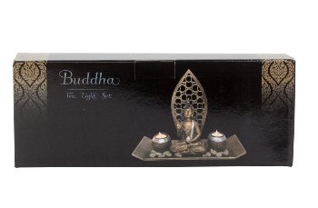 Buddha Set mit 2 Teelichthalter