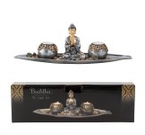 Buddha Set mit 2 Teelichthalter