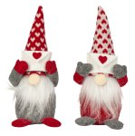 Felt Gnome grey/white/red standing with