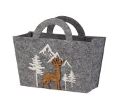 Felt bag grey with rural design tree,