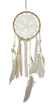 Dreamcatcher white with wooden beeds &