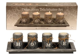 Teelichthalter-Set HOME mit Platte