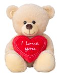 Bear sitting with heart "I love you"