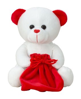 Plush bear h=20cm with red bag (for